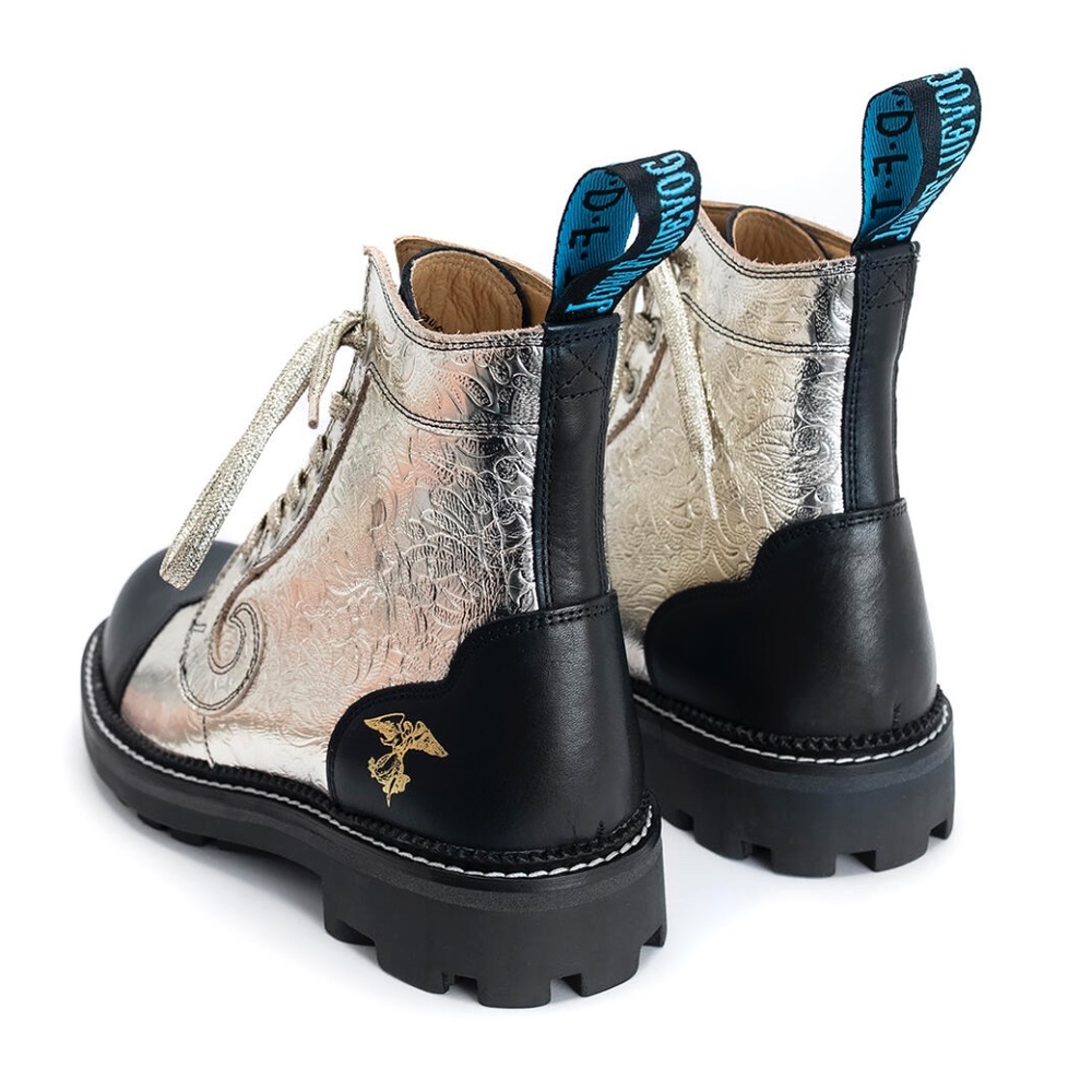 FLUEVOG DAY 202 SPECIAL DERBY SWIRLS --- PLATINUM GOLD